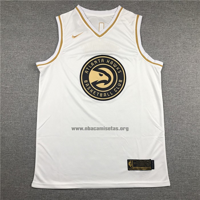 Camiseta Golden Edition Atlanta Hawks Trae Young NO 11 Blanco